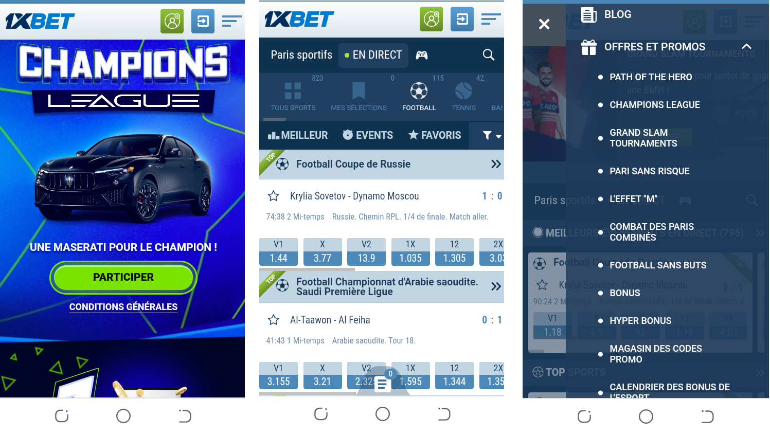 Image de la Version Android de l’application 1xBet Image de la Version Android de l’application 1xBet