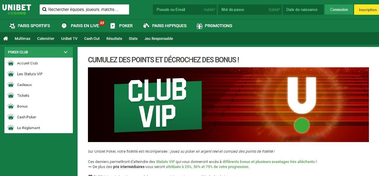 Programme de fidélité de Unibet