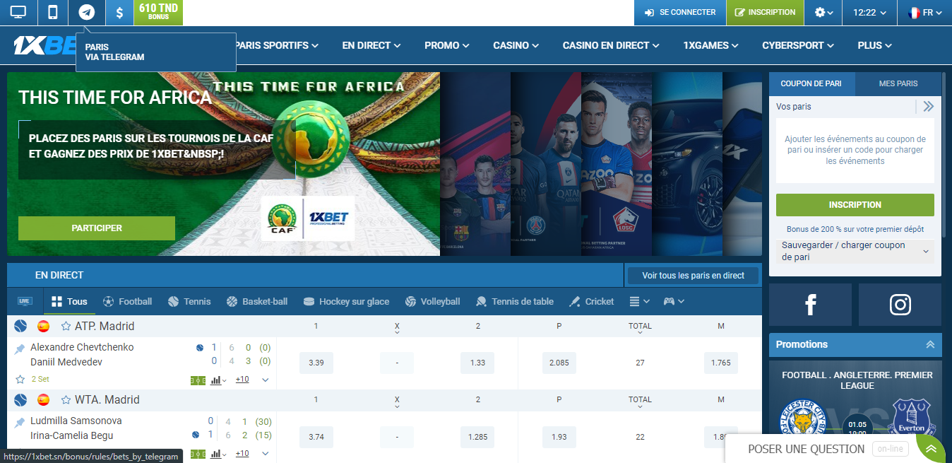 Tout d'abord, accédez au site Web de 1xBet en utilisant votre navigateur préféré.