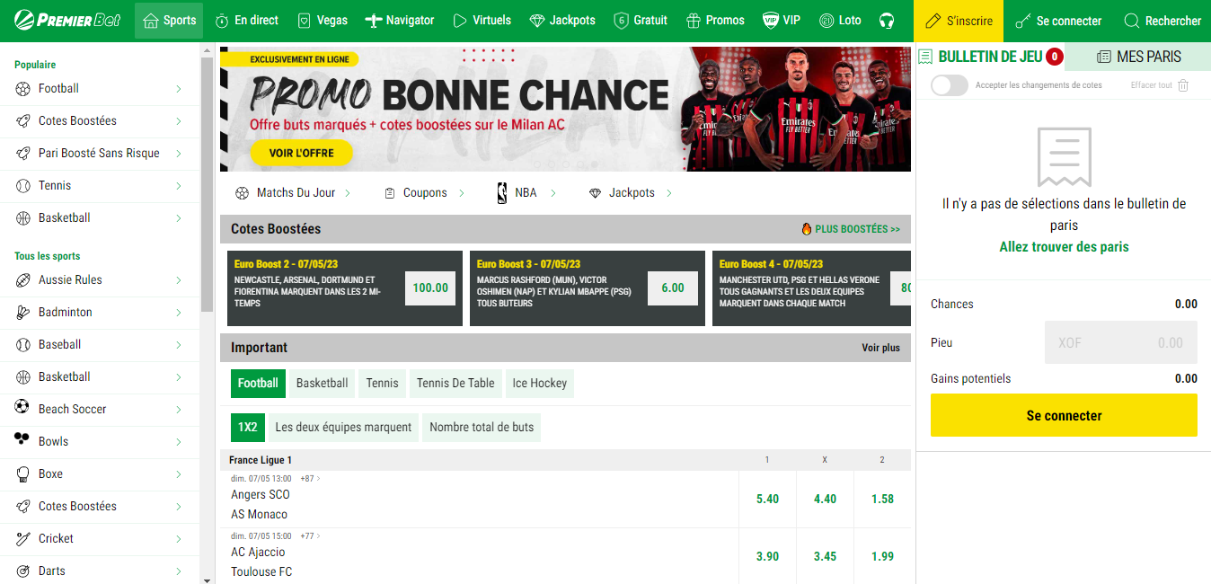 site web de Premier Bet Sénégal