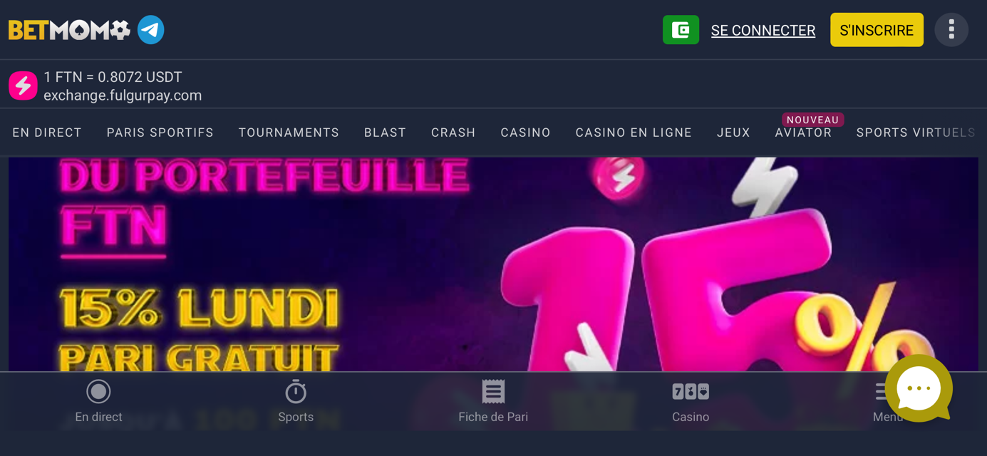 Image : Page d’accueil Betmomo avec logo Image : Page d’accueil Betmomo avec logo